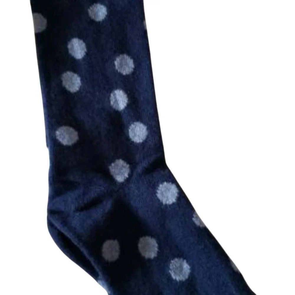 Navy Blue Dot Crew Socks Medium Garnet Hill 9-11 Cashmere Blend Warm Periwinkle